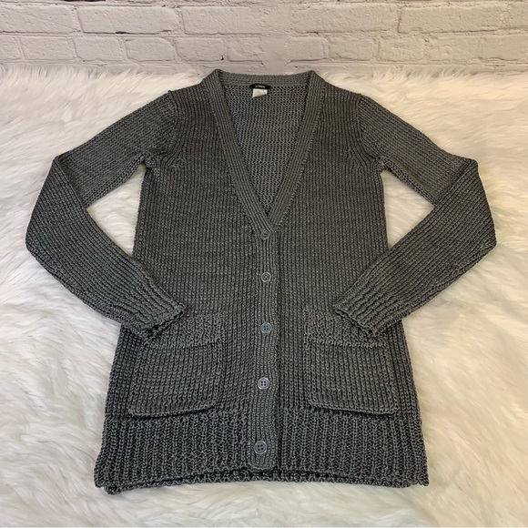 J Crew Silver Metallic Cardigan Sweater Size XS - Picture 3 of 7